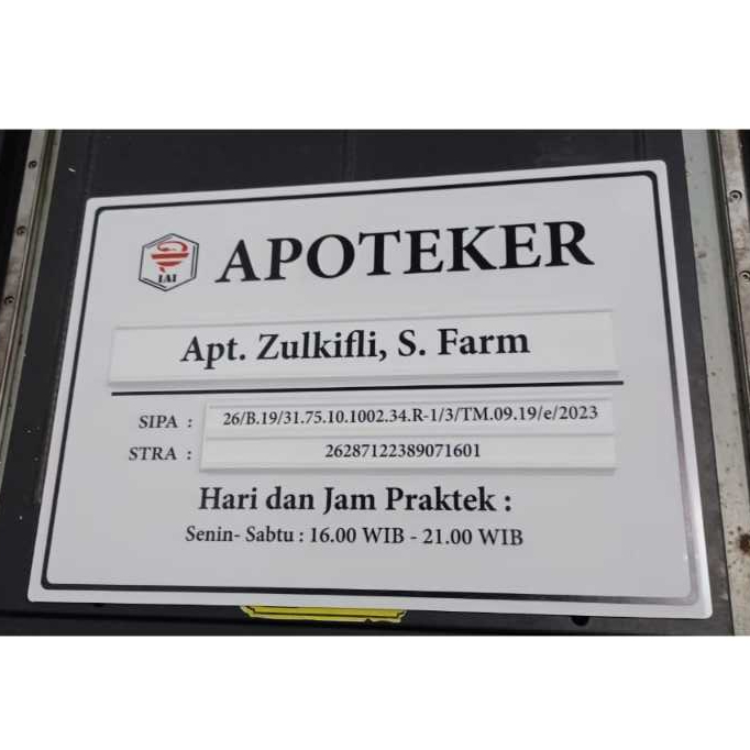 

Akrilik Papan Nama Apoteker, Sign Board Sign Label Akrilik Papan Jadwal Custom