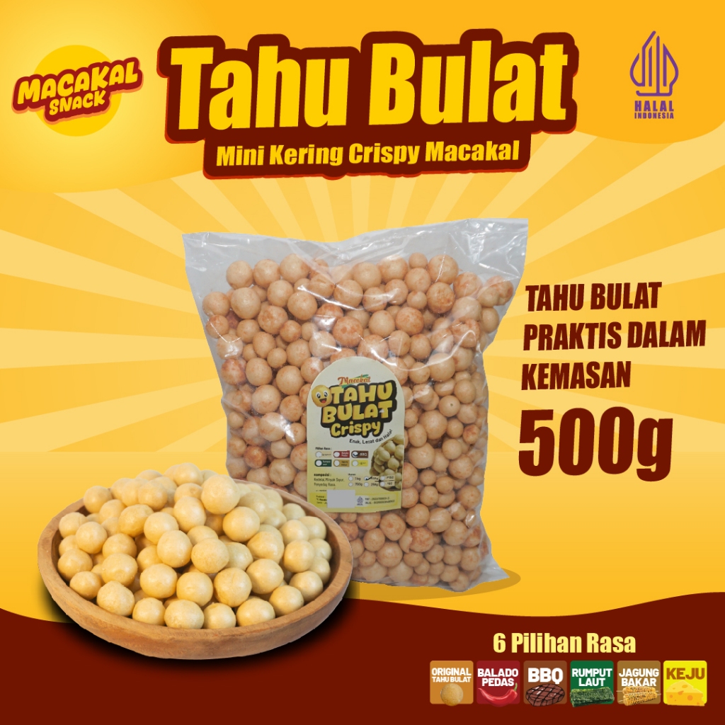 

Macakal - Tahu Bulat Mini Kering Crispy 500g I Tahu Renyah Khas Ciamis Tanpa Di Goreng Lagi Di Rumah