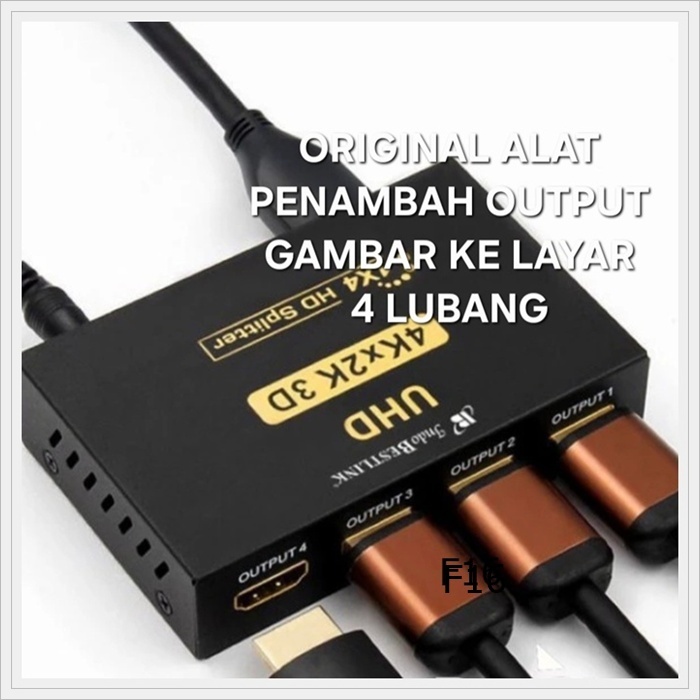 F16 ORIGINAL HDMI SPLITER 4 PORT SOCKET SOKET HD 4K UHD TV GAMBAR ALL RESOLUSI SUPPORT SPLITTER JACK