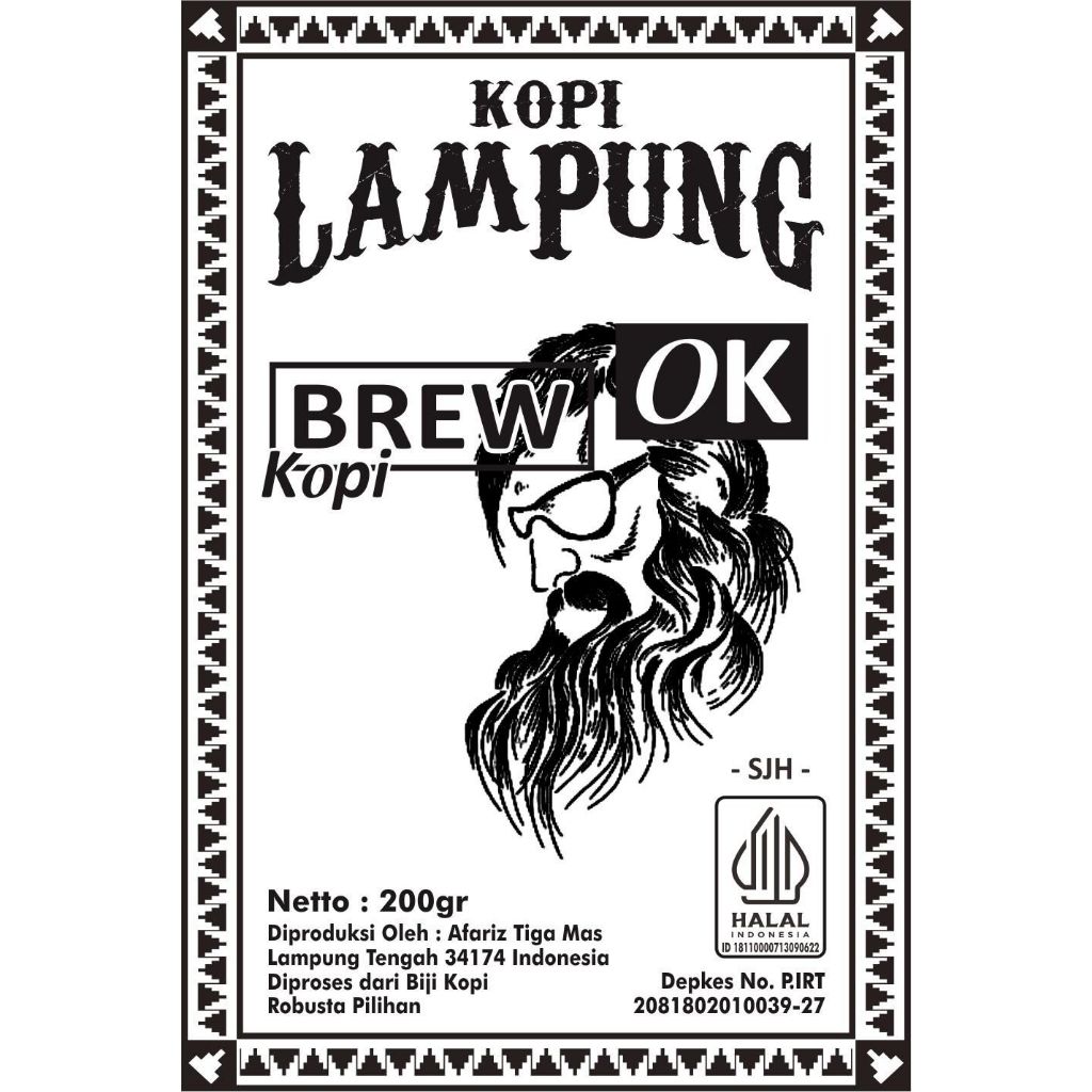 

Kopi Brewok - kopi bubuk hitam cap Brewok isi 200 Gram Asli Lampung