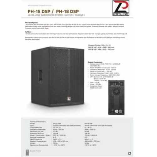SUBWOOFER ACTIVE PASLINE DSP 15 INCH SUBWOOFER AKTIF