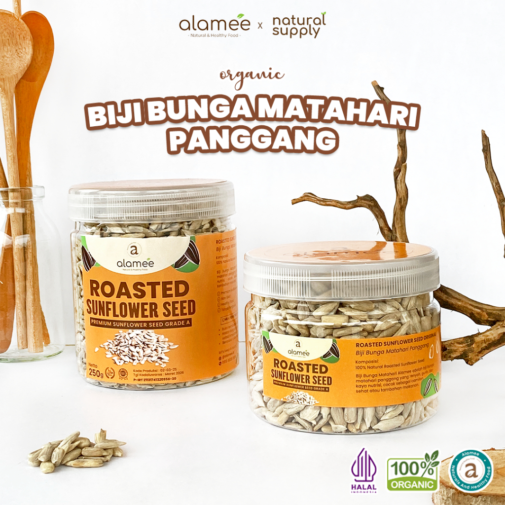 

ALAMEE Roasted Sunflower Seed Biji Bunga Matahari Kupas Oven Biji Kuaci Panggang PREMIUM 250gr 125gr