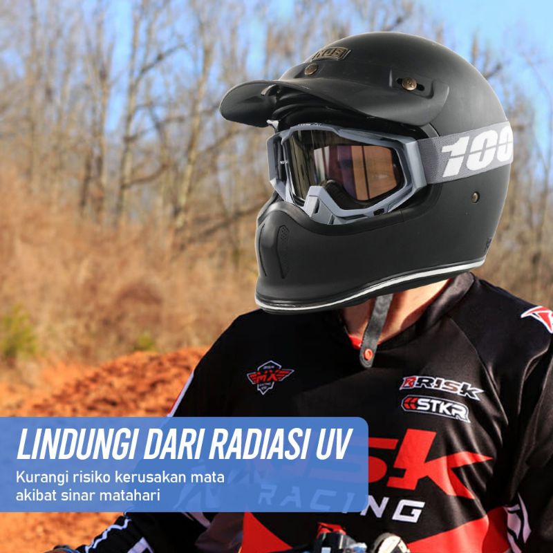 Kacamata google mask 100 % gogle mask Google goggle masker motor helm TRABAS SUPERMOTO TRAIL RETRO C