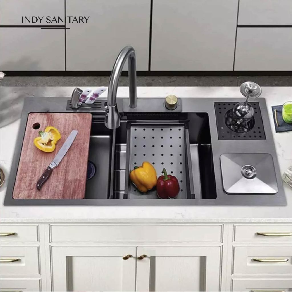 Kitchen Sink Black 8050 Paket Lengkap Bak Cucian Piring 8050 Hitam Sink 8050 Black