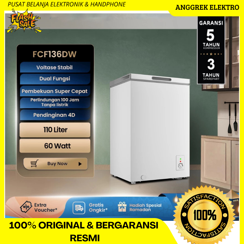 CHANGHONG FCF 136 DW CHEST FREEZER BOX 100 L LEMARI PEMBEKU 100 LITER
