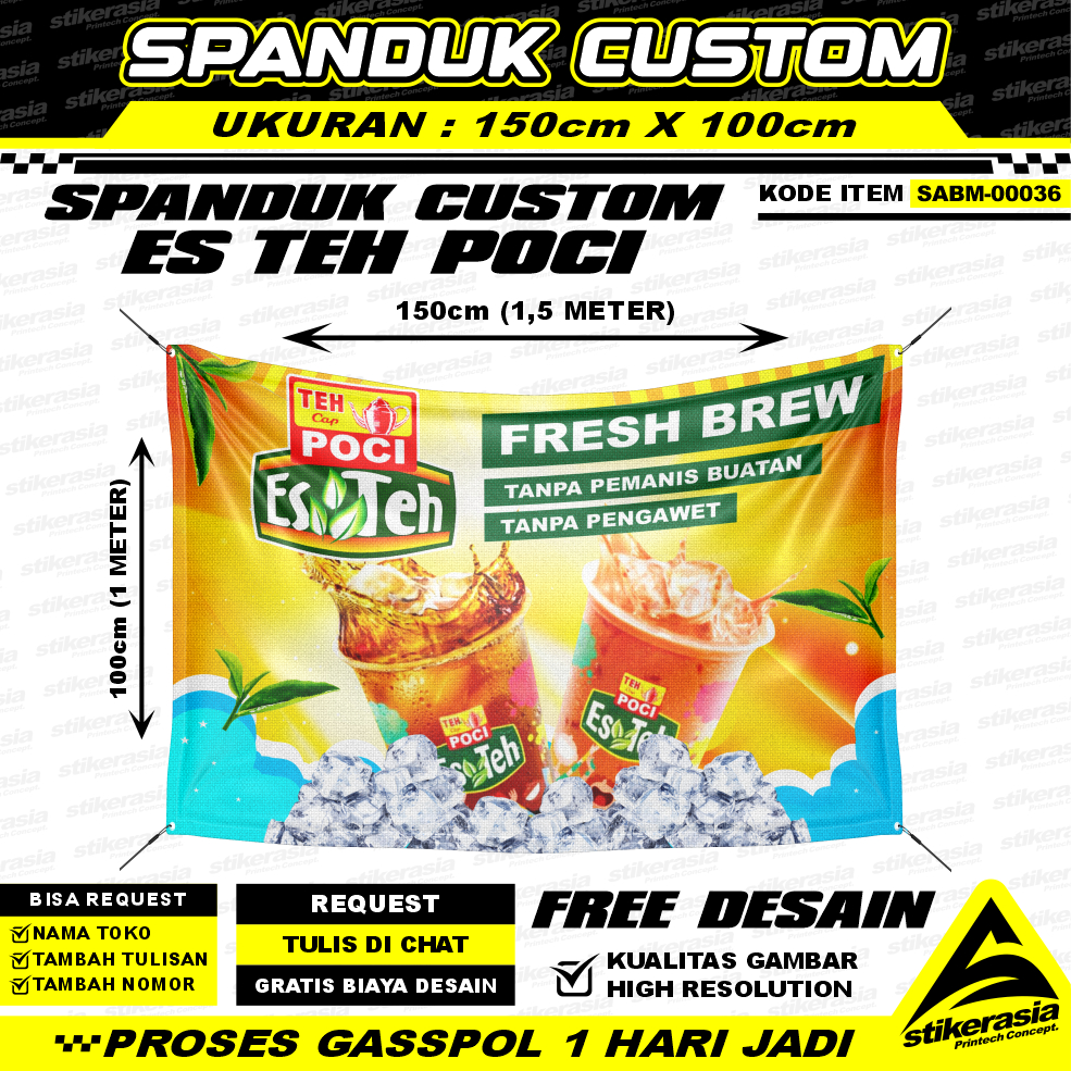 Spanduk Es Teh Poci Custom Banner Jualan EsTeh SpandukMurah DesainSpanduk Gratis Desain StikerAsia