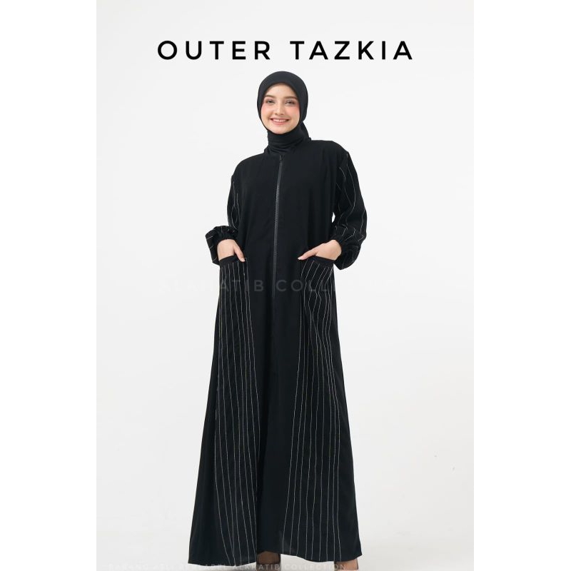 Abaya Outer Tazkia Gamis Alkhatib Collection Bahan Jetblack Saudi