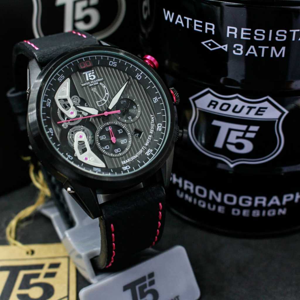 Jam T5 Original T5 3629 / 100% Anti Air Jam Tangan Pria Kulit Ori 3629G