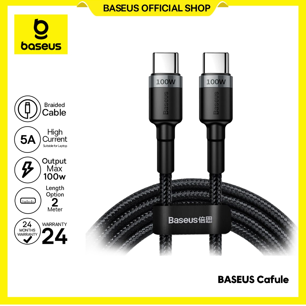 Baseus Kabel Data Cafule Type-C to Type-C PD2.0 100W Fast Charging Cable (20V 5A) 2m