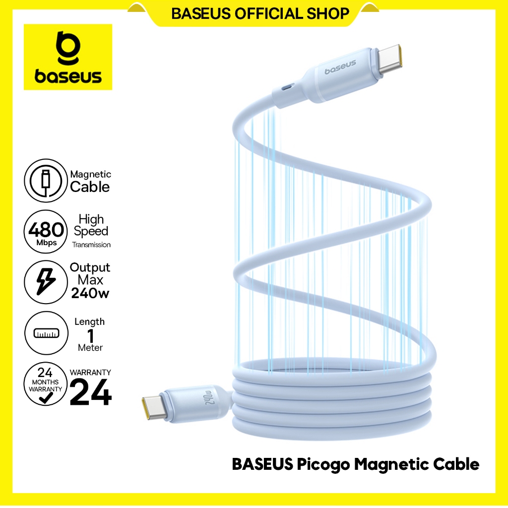 Baseus PicoGo Kabel Data 240W Magnetic Liquid Silicone Fast Charging C to C PD 3.1 5A