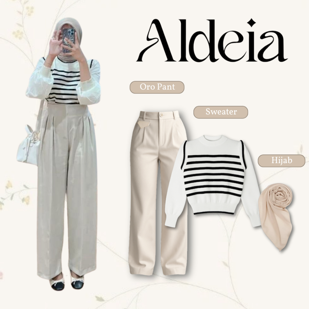 One Set Wanita Oro Pants - Sweater - Hijab Biskuit Setelan OOTD Outfit Cewe Kekinian Berhijab AM049M