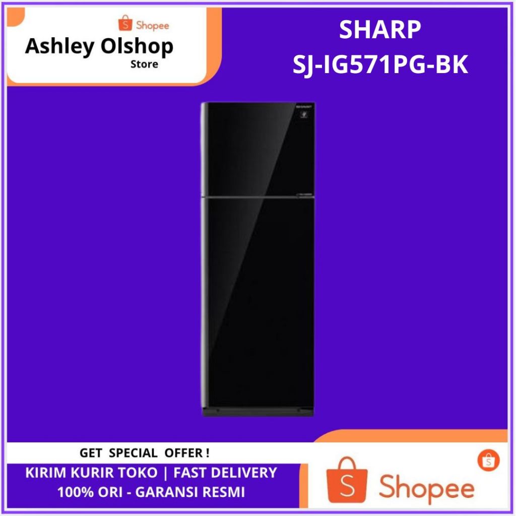 Kulkas 2 Pintu Glass Door Sharp SJ-IG571PG-BK 397 liter Sharp SJ IG571