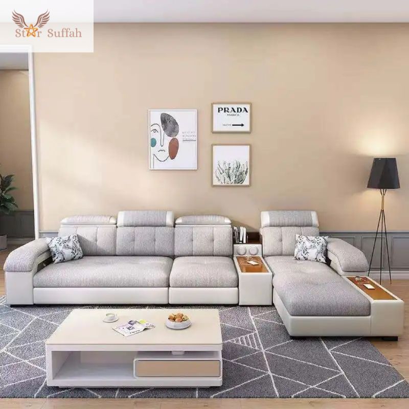 Sofa minimalis letter L design terbaru kursi kayu jati bergaransi