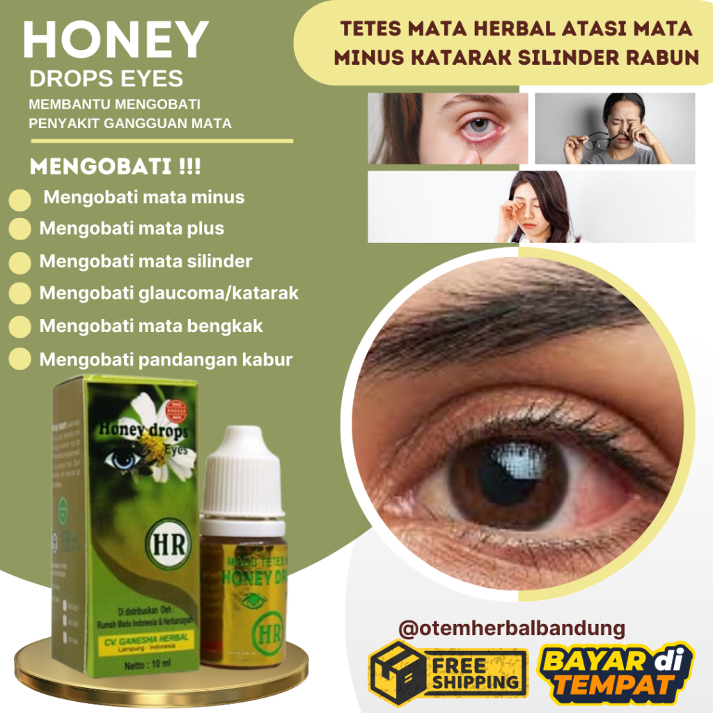 Honey Drops Eyes Tetes Mata Herbal Original | Herbal Pengobatan Mata Bengkak Minus Plus Silinder Gla