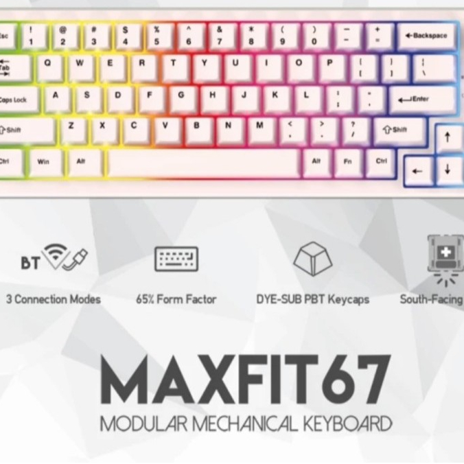 KeyBoard modular Mechanical Fantech MK-858 MAXFIT 67 - putih Kailh (White Switch) kb gaming MK858 Ma