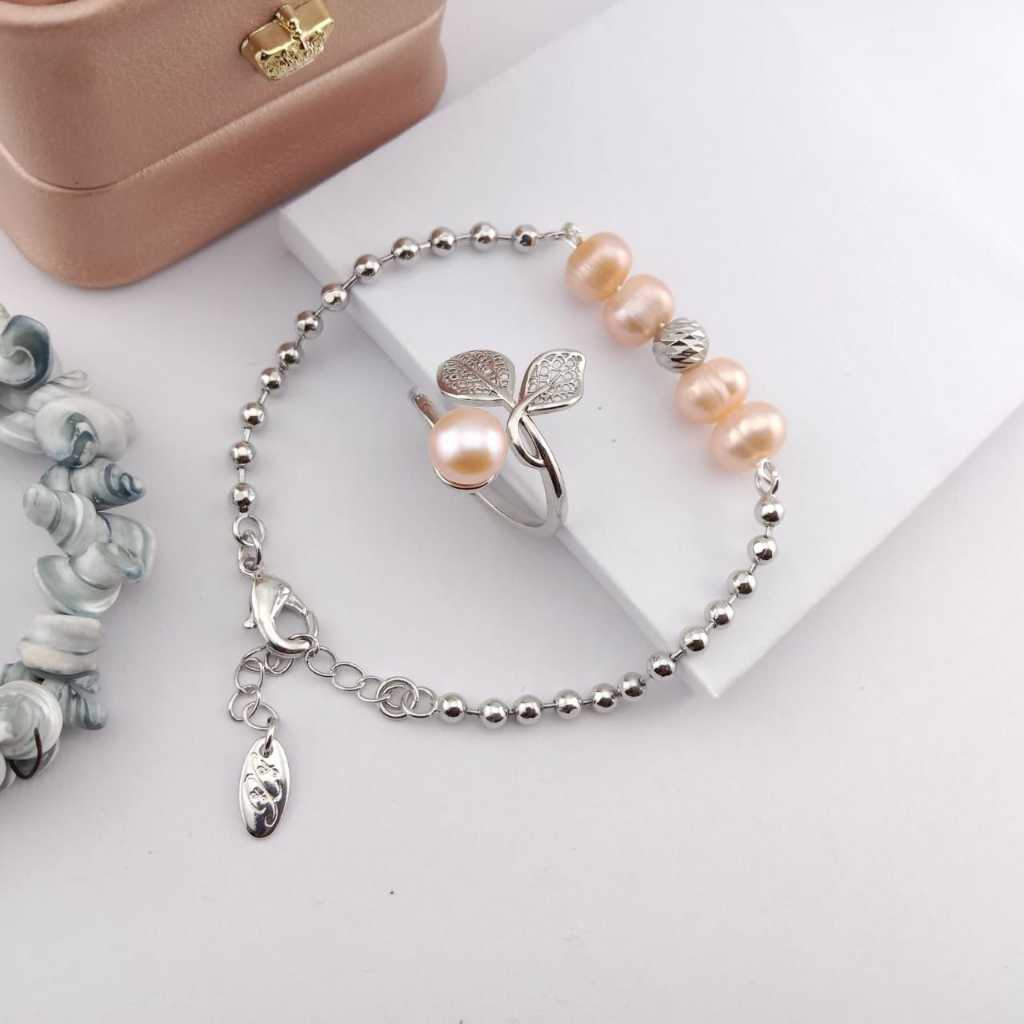 Satu Set Perhiasan Mutiara Air Tawar Asli Lombok - ST022