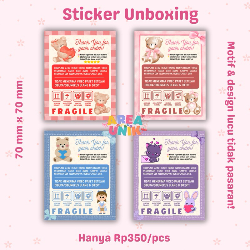 

SALE STICKER UNBOXING LUCU CUTE COQUETTE MURAH PACKING FRAGILE GROSIR [100% ORIGINAL]
