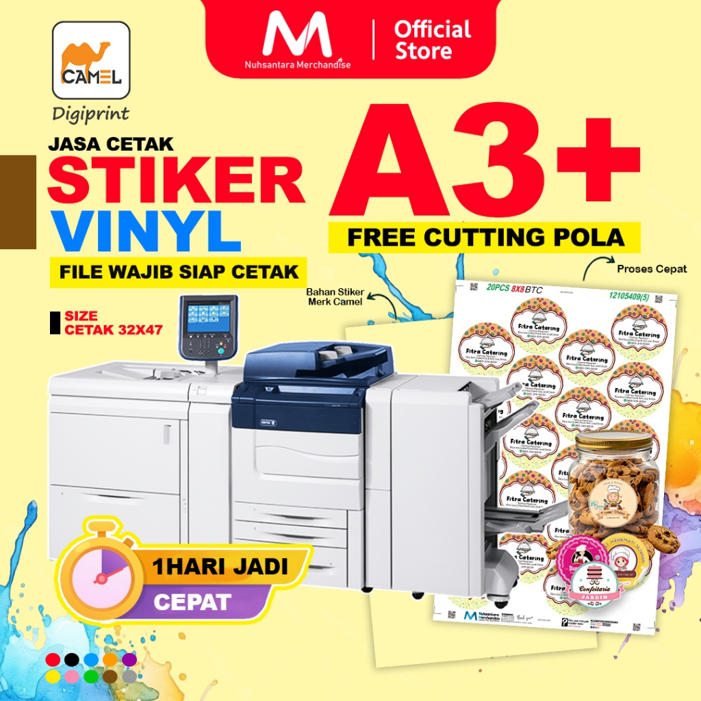 

JASA - Cetak Stiker A3+ Vinyl Glossy Transparan Plus Cutting / Jasa Bikin Sticker A3 Vynil Glossy Susu
