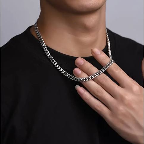 Kalung Rantai sisik kotak Titanium Pria panjang 50 cm terbaru/kalung pria/kalung rantai cowok