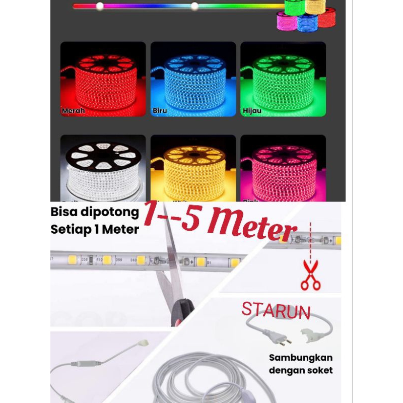 Meteran lampu strip led strip 5050 SMD Permeter led strip 5050 smd/paket lampu led srtip