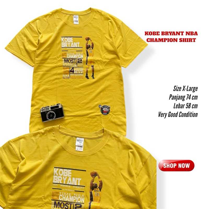 Kaos Kobe Bryant NBA Champion By Gildan Second Original