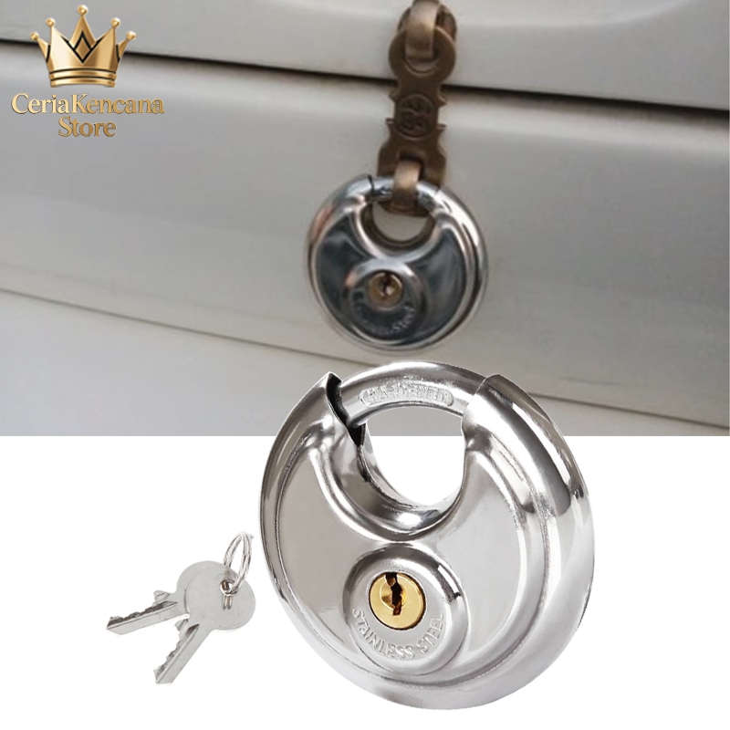Gembok Stainless 70mm Kunci Bulat Kunci Gembok Cakram Gembok Cakram Premium