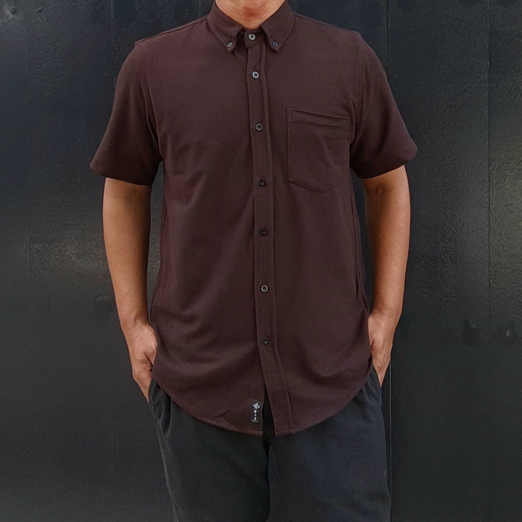 KEMEJA PIQUE PENDEK ORIGINAL NESS WARDROBE BROWN