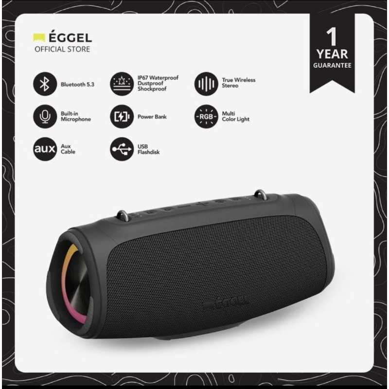 EGGEL TERRA 3 max RGB Bluetooth Speaker Waterproof AUX USB , TERRA 3MAX Garansi resmi 1thn