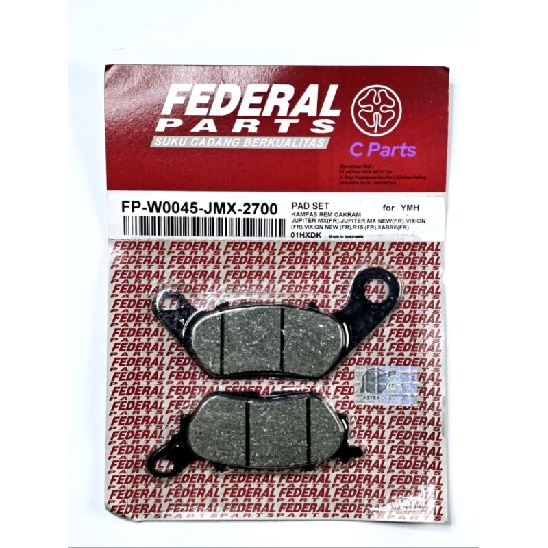 Kampas rem/Discpad/Dispad depan MX, Mio Garnis, Mio Soul karbu, Mio J FEDERAL PARTS