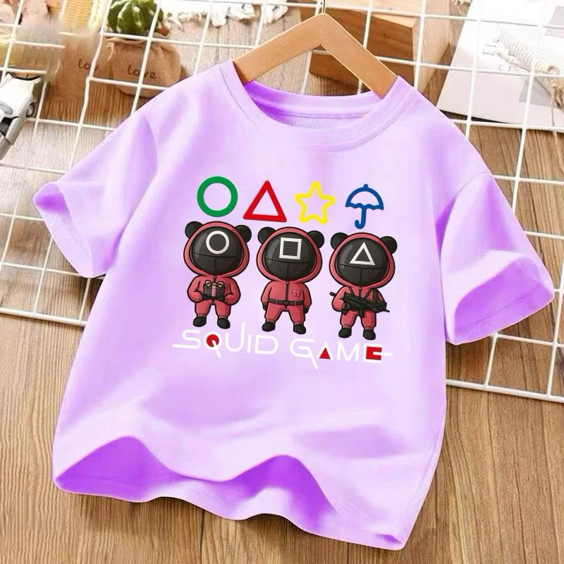 BAJU ANAK TREND MOTIF SQUID GAME UNTUK CEWEK/COWOK UMUR 2-14 TAHUN