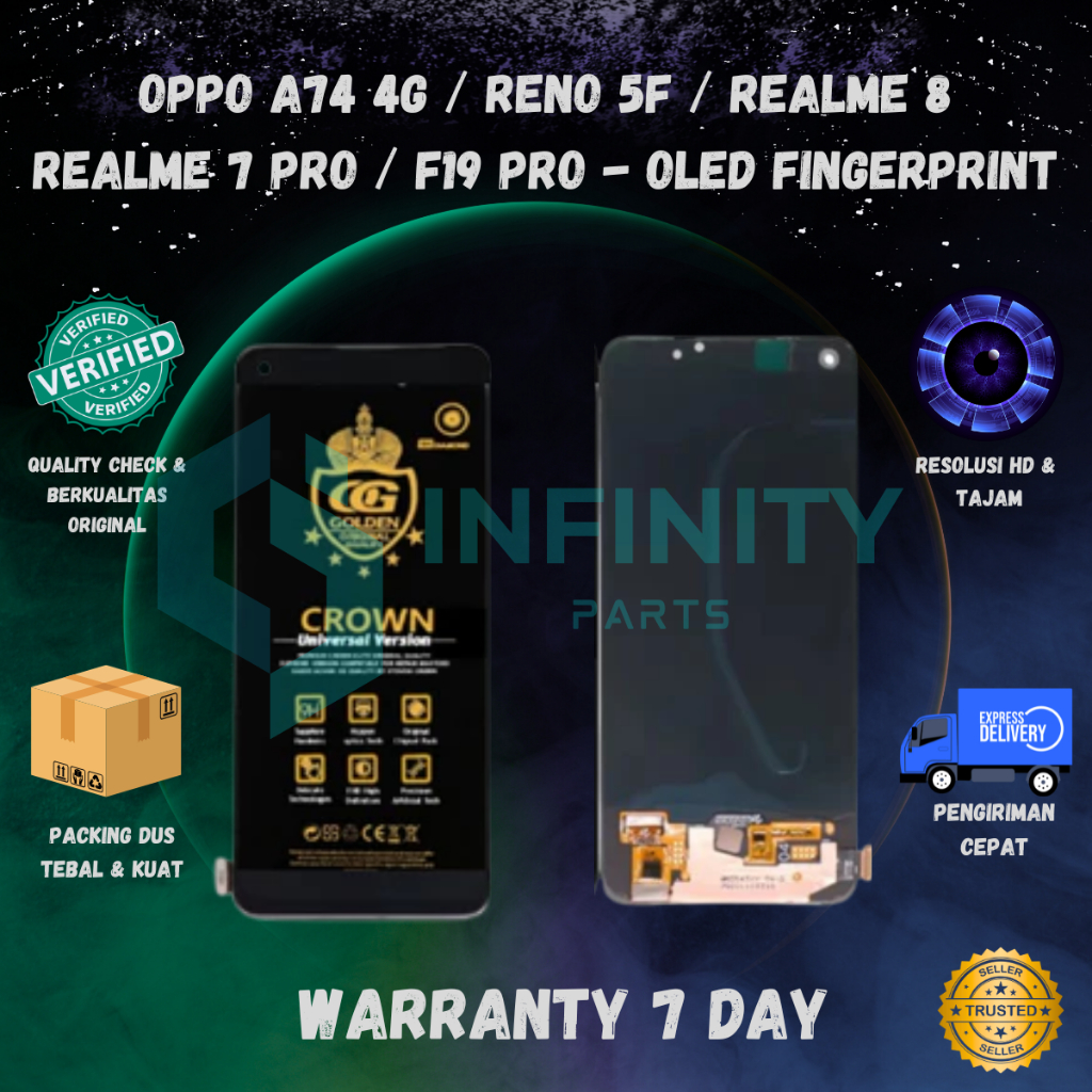 LCD OPPO A74 4G / RENO 5F / REALME 8 / REALME 7 PRO / F19 PRO - OLED FINGERPRINT FULLSET COMPLETE