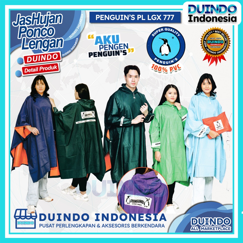 Duindo - Jas Hujan Penguin's PX-777 &  LGX 777 Ponco Lengan Pria Wanita Mantel Kelelawar Pinguin
