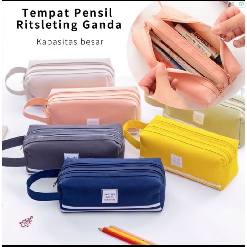 

Tempat Pensil Kapasitas Besar Kain Oxford Tas Penyimpanan Dua Lapis Tas Kosmetik