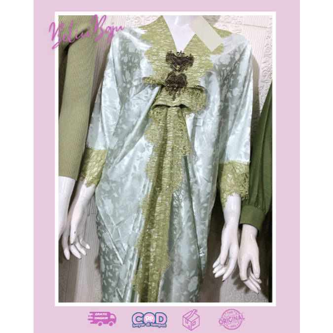 KAFTAN SILK DENGAN MOTIF BUNGA SUPER PREMIUM