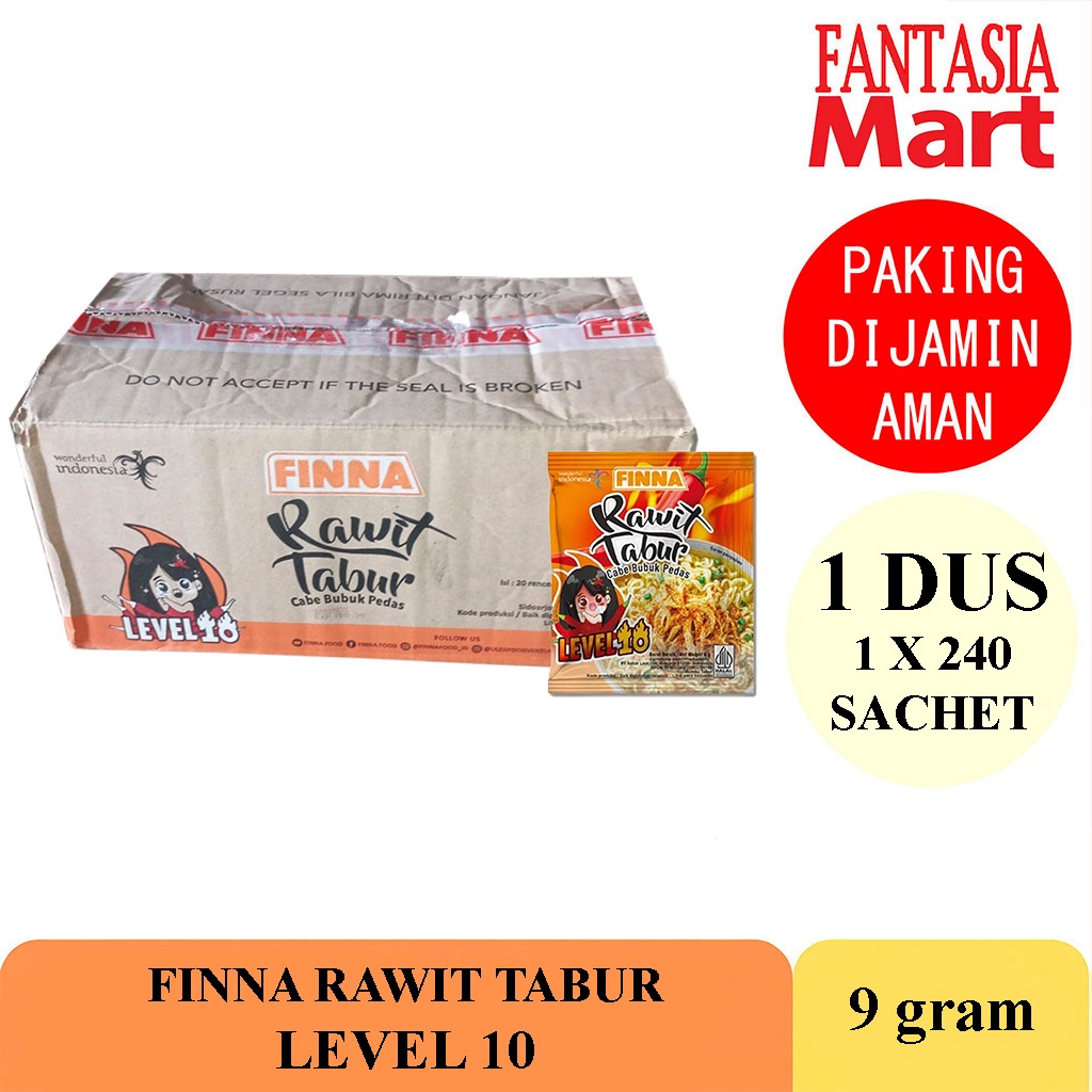 

FINNA RAWIT TABUR BUBUK CABE LEVEL 10 DUS 240 SACHET NON COD FUN CORNER DENGAN PAKING AMAN