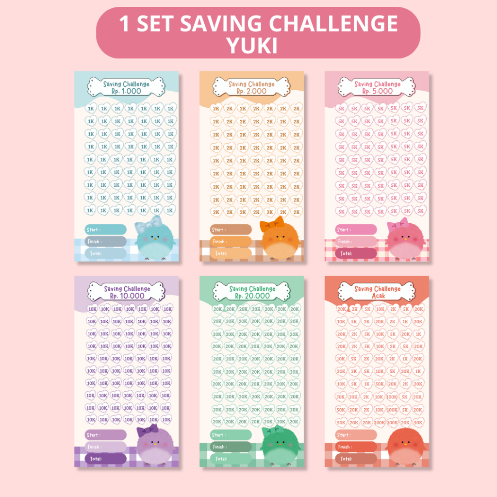 

(1SET) YUKI SAVING CHALLENGE UKURAN A6 BINDER A6 PENGATUR KEUANGAN A6