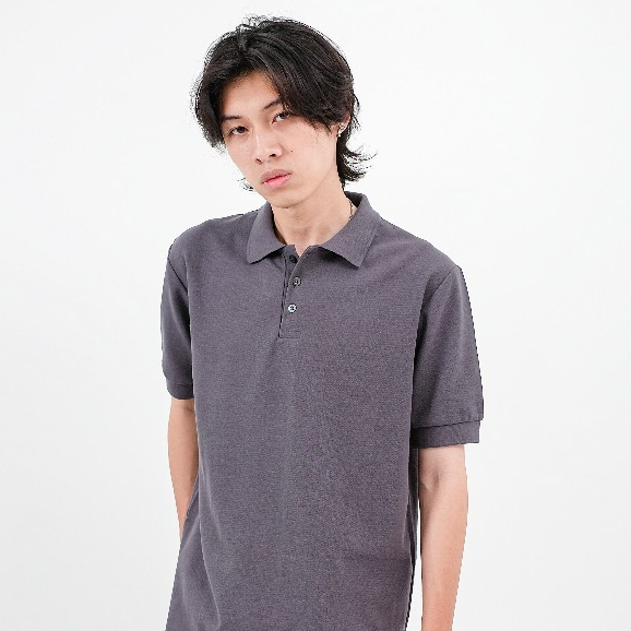 Gilapolos Kaos Kerah Cotton CVC Pique Knit 24s Abu