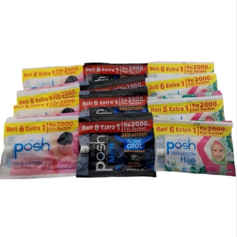 [Beli 12 bonus 2.pcs] Posh Deolotion Sachet Deodorant | Posh Hijab Chic | Whitening | Posh Men