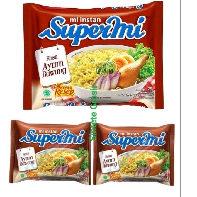 

Supermi Mie Instant Rasa Ayam Bawang isi 85 gram