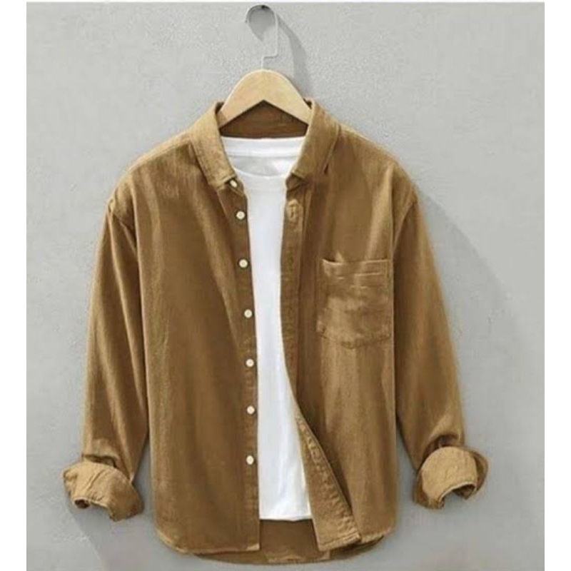 kemeja pria lengan panjang linen