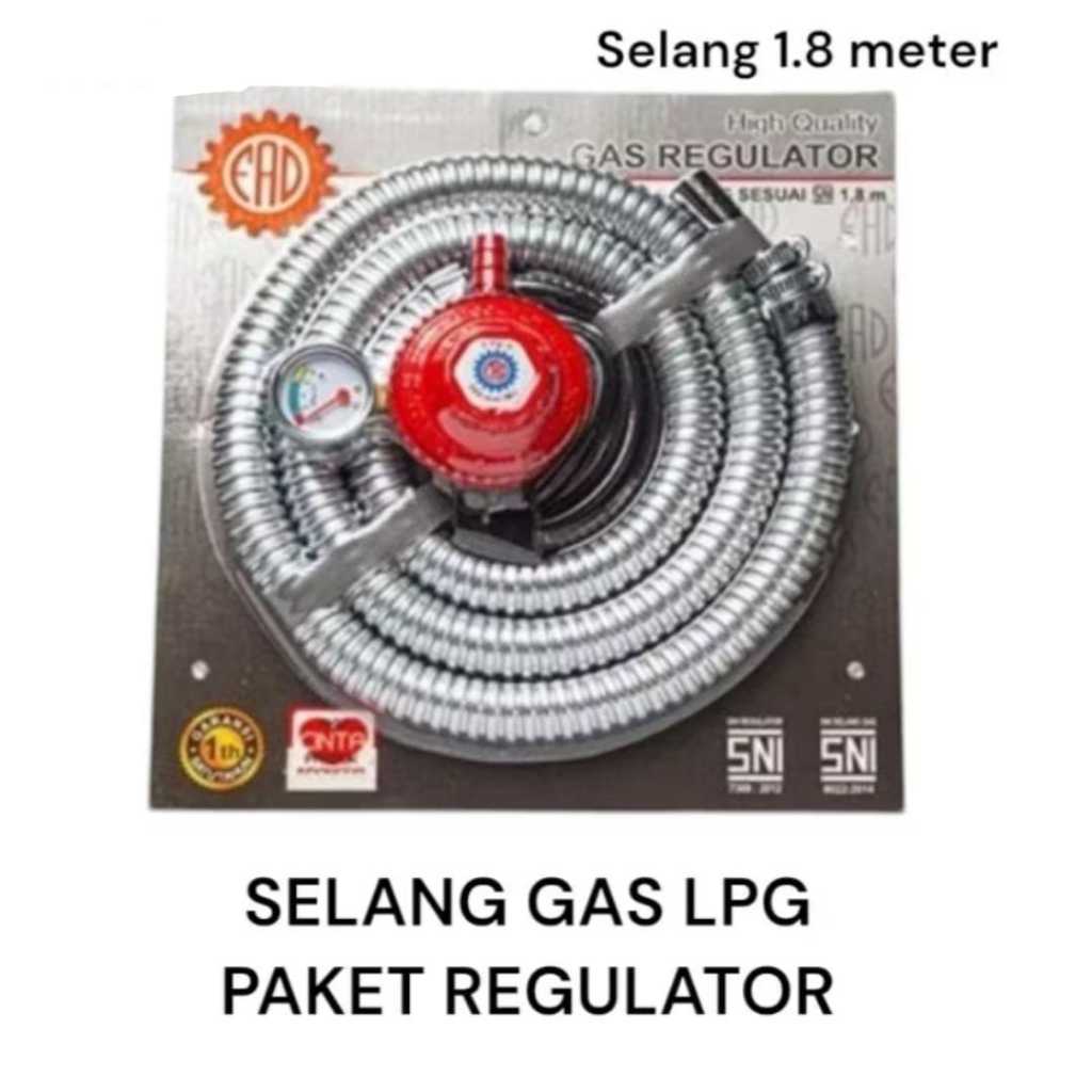 Selang Gas LPG Paket Lengkap/Regulator dan Selang Lpg Set Lengkap Selang 1.8 meter