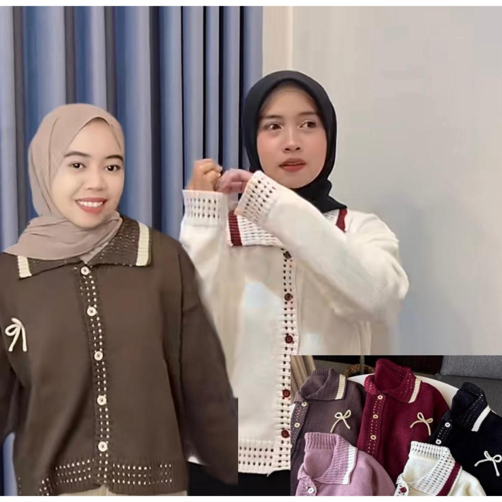 Amanda Manopo Cardigan Rajut Knit Premium Wanita Pita Blouse Korean Look