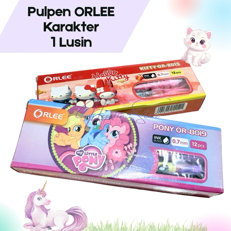 

Pulpen KARAKTER 1 Lusin OR-8015 atau OR-8019 / Bolpoin Tinta Hitam 0.7 mm / Pena Ballpoint Orlee Fancy
