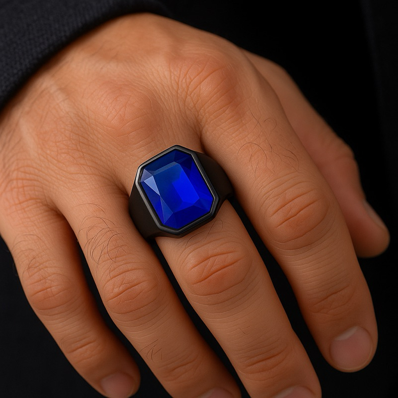 [COD] CINCIN HITAM PERMATA BIRU PRIA SUPER KEREN - SUPER EKSLUSIF WARNA BLACK