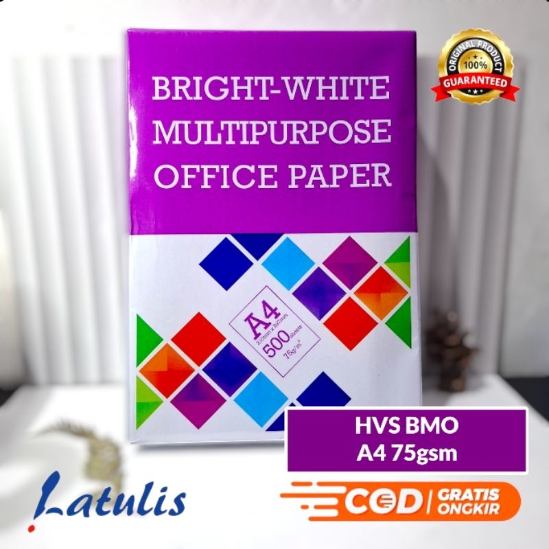 

BMO Kertas A4 75gr Copier 1 Rim (500 Lembar) Kertas Hvs A4 Kertas Fotocopy - BMO Kertas HVS A4 75gsm