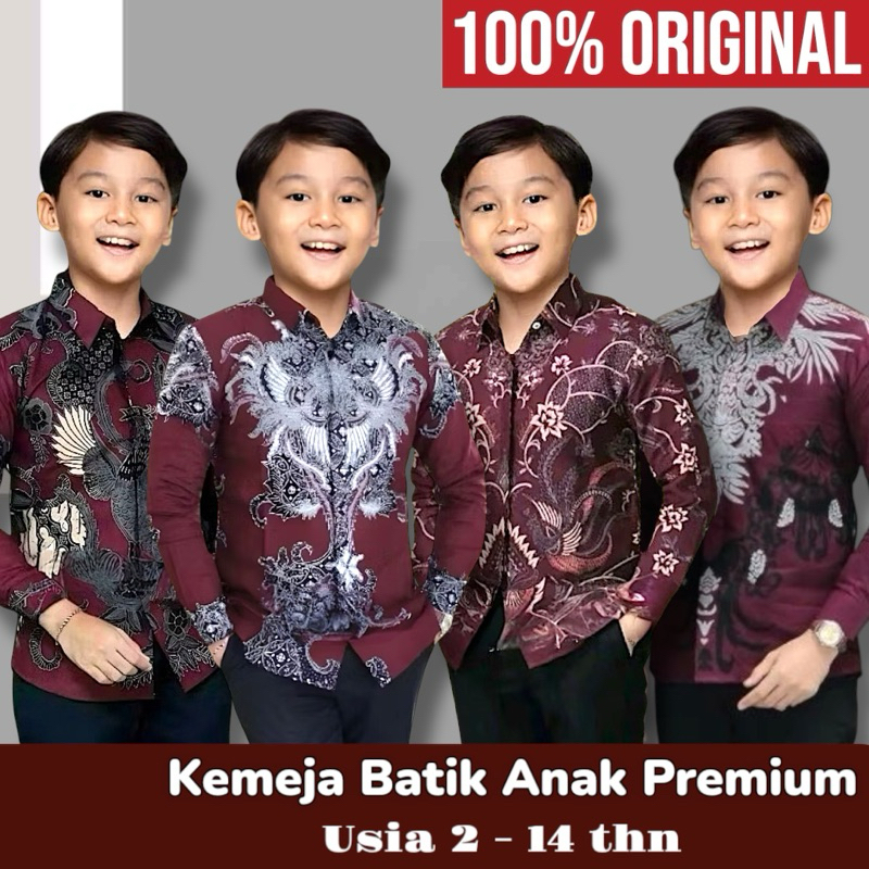 Kemeja Anak Lengan Panjang S M L XL XXL Kemeja Batik Anak laki laki umur 1-12th || Batik anak laki l