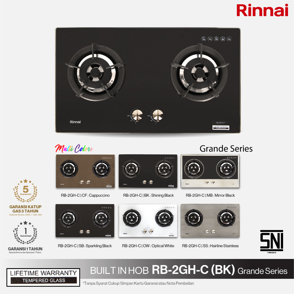 Kompor Gas Rinnai RB 2GH C / Kompor 2 Tungku Rinnai RB 2GHC / Kompor Tanam Rinnai RB 2 GHC / Kompor 