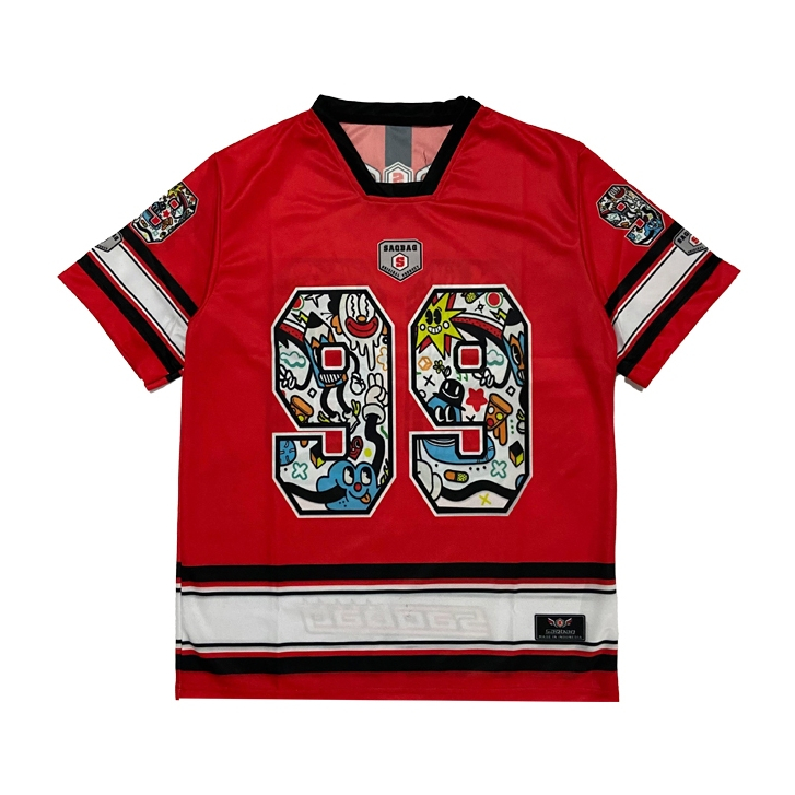 Jersey Streetwear Number 99 Merah  Jersey Olahraga / Jersey Rugby / Vintage / NFL / Bola