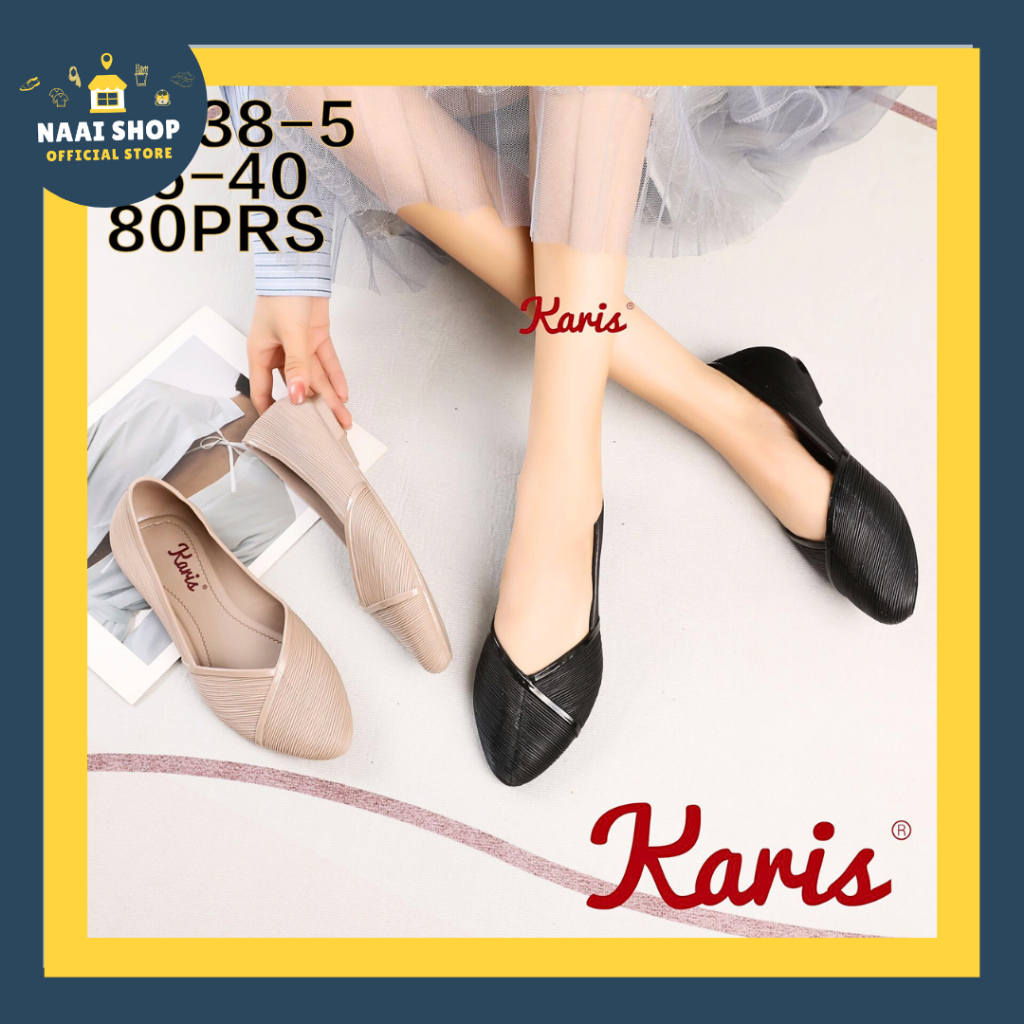 Sepatu Flat Karet Wanita Motif Salur Soft Color Size 36-40 Flat Shoes Jelly Import Premium Outfit Fa