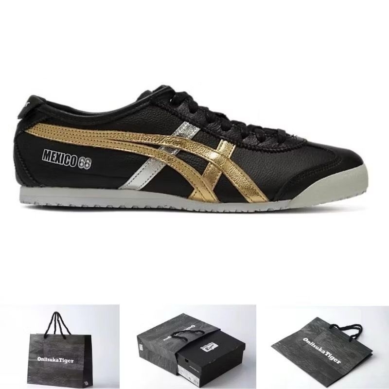 SEPATU ONITSUKA TIGER MEXICO 66 DELUXE BLACK GOLD SILVER